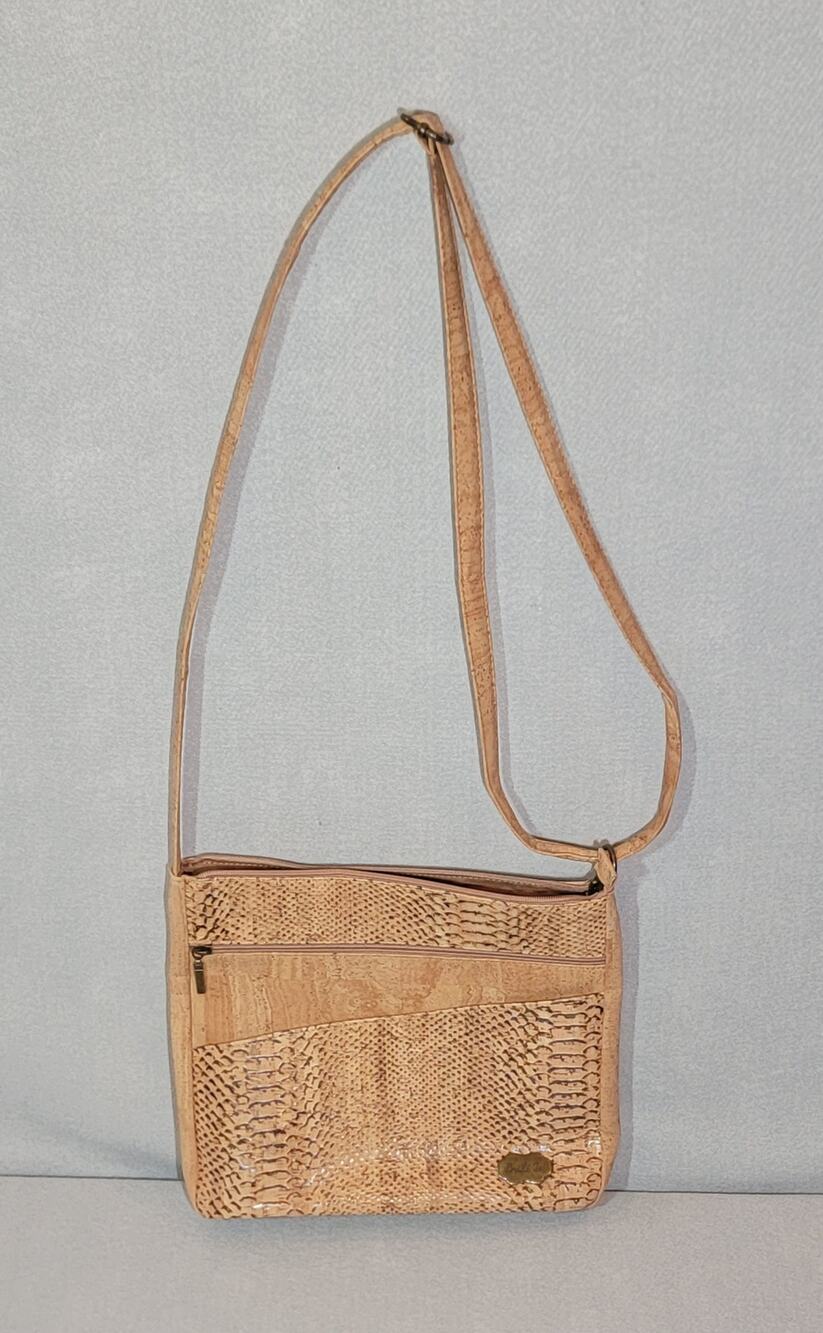 BriLi Joi Cork Crossbody Purse Snakeskin Print Textured Bag